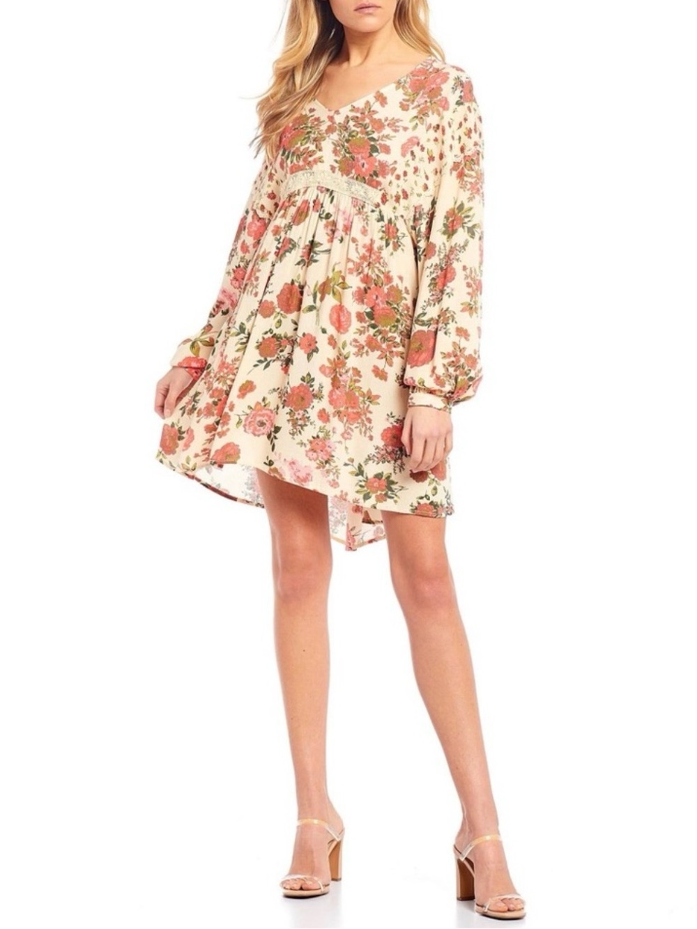 Chelsea & Violet Floral V-Neck Babydoll Dress